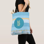Blauw Gestreept geparafeerd Tote Bag (Dichtbij)
