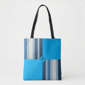 Blauw gestreept gepersonaliseerd tote bag (Voorkant)