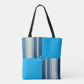 Blauw gestreept gepersonaliseerd tote bag (Achterkant)