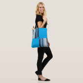Blauw gestreept gepersonaliseerd tote bag (Op model)