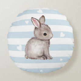 Blauw Gestreept Grijs Konijntje Rond Kussen
