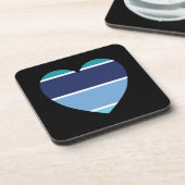 Blauw gestreept hart bier onderzetter (Linkerzijde)