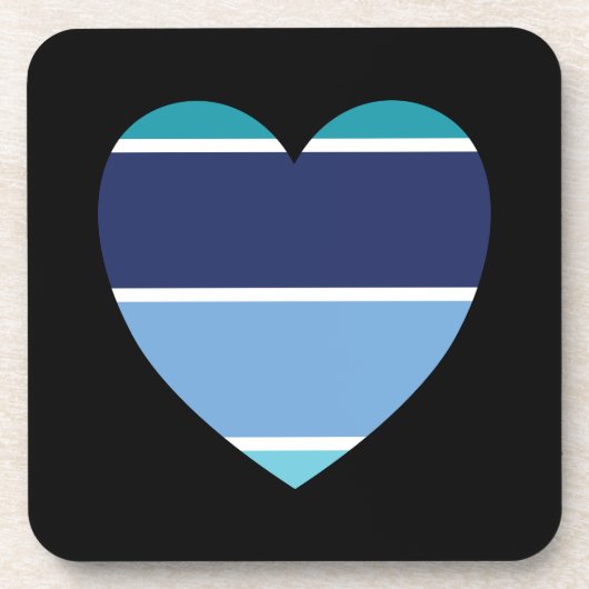 Blauw gestreept hart bier onderzetter (Voorkant)