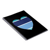 Blauw gestreept hart notitieboek (Rechterzijde)