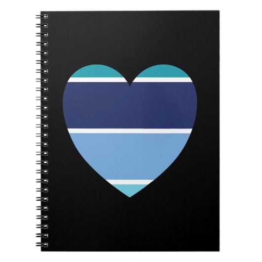 Blauw gestreept hart notitieboek (Voorkant)