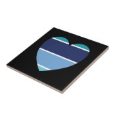 Blauw gestreept hart tegeltje (Zijkant)