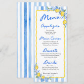 Blauw gestreept Mediterraan menu (Voorkant / Achterkant)