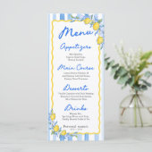 Blauw gestreept Mediterraan menu (Staand voorkant)