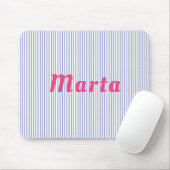 Blauw gestreept met roze naam Mousepad Muismat (Met muis)