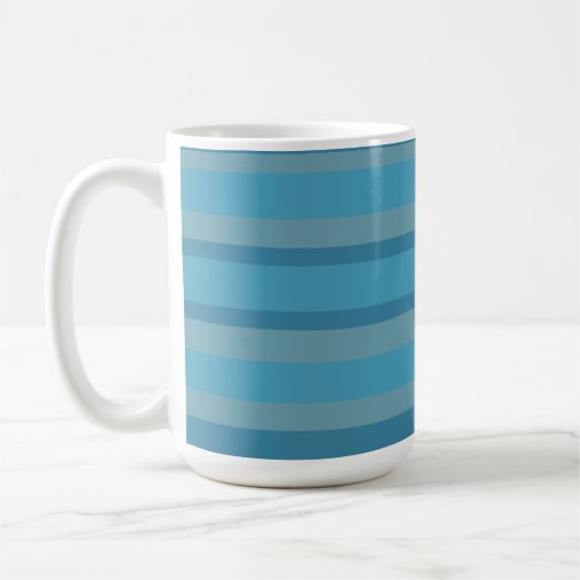 Blauw gestreept monochromatisch koffiemok (Links)