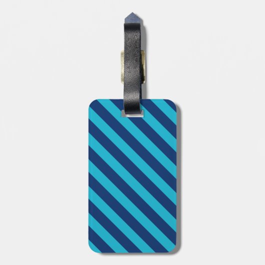 Blauw gestreept monogram Bagagelabel (Achterkant verticaal)