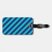 Blauw gestreept monogram Bagagelabel (Achterkant horizontaal)