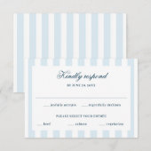 Blauw gestreept RSVP kaartje (Voorkant / Achterkant)