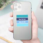 Blauw gestreept sparen de Datum Sticker (Telefoon)