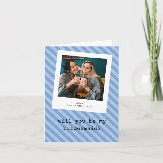 Blauw gestreept "Wil je mijn bruidsmeisje zijn?" F (Voorkant)