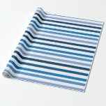 Blauw gestreept wit cadeaupapier<br><div class="desc">Kleurrijke blauwe en witte strepen.</div>