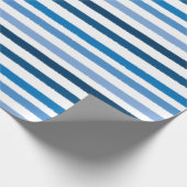 Blauw gestreept wit cadeaupapier (Hoek)