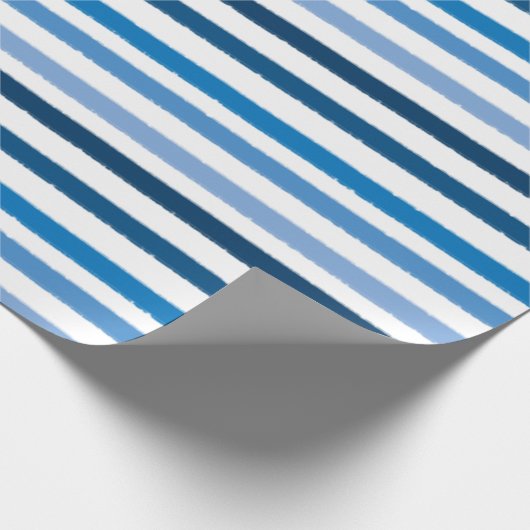 Blauw gestreept wit cadeaupapier (Hoek)