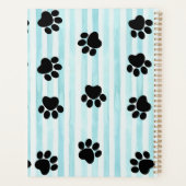 Blauw gestreepte achtergrond katjes & pootjes aang planner (Achterkant)