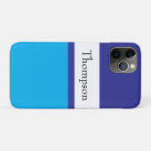 Blauw gestreepte achternaam naam op maat Case-Mate iPhone case (Achterkant (horizontaal))
