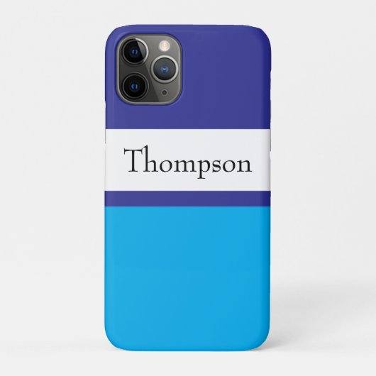 Blauw gestreepte achternaam naam op maat Case-Mate iPhone case (Achterkant)
