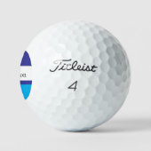 Blauw gestreepte achternaam naam op maat golfballen (Logo)