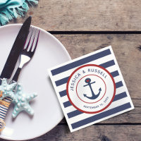 Blauw gestreepte anker papier met maritiem thema