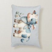 Blauw Gestreepte Baby Koe Pastel Boerderij Estheti Accent Kussen (Achterkant (Verticaal))