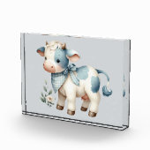 Blauw Gestreepte Baby Koe Pastel Boerderij Estheti Fotoblokken (Rechts)