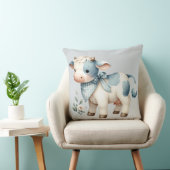 Blauw Gestreepte Baby Koe Pastel Boerderij Estheti Kussen (Stoel)