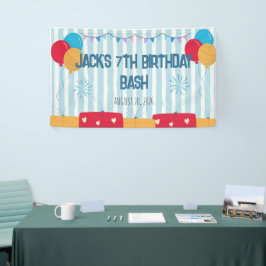 Blauw gestreepte ballonnen & cadeaus Aangepaste jo Spandoek