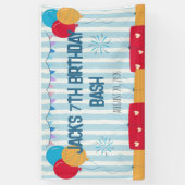 Blauw gestreepte ballonnen & cadeaus Aangepaste jo Spandoek (Verticaal)