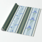 Blauw gestreepte bloemige gearchiveerde persoonlij cadeaupapier (Uitgerold)