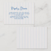 Blauw gestreepte Bruidsbruiloft Display Shower Informatiekaartje (Voorkant / Achterkant)