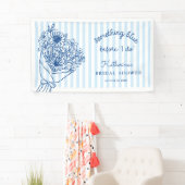 Blauw gestreepte bruidsdouche welkomstbanner spandoek (Insitu)