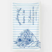 Blauw gestreepte bruidsdouche welkomstbanner spandoek (Verticaal)