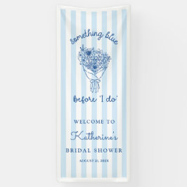 Blauw Gestreepte Bruidsfeest Welkomstbanner Spandoek