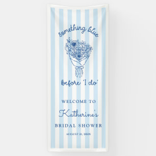 Blauw Gestreepte Bruidsfeest Welkomstbanner Spandoek