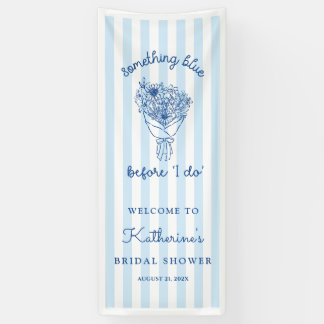 Blauw Gestreepte Bruidsfeest Welkomstbanner Spandoek
