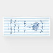 Blauw Gestreepte Bruidsfeest Welkomstbanner Spandoek (Horizontaal)