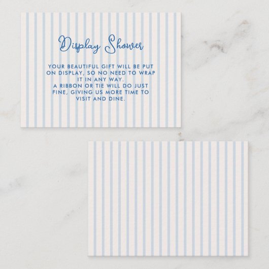Blauw gestreepte Bruidsmeisjesfeest Display Shower Informatiekaartje (Voorkant / Achterkant)
