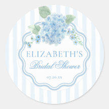 Blauw gestreepte bruiloft met vintage hortensia bl