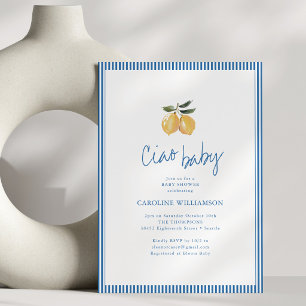 Blauw Gestreepte Citroen Ciao Baby Script Baby Sho Kaart