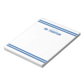 Blauw Gestreepte Docenten School Notitieblok (Linkerzijde)