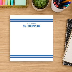 Blauw Gestreepte Docenten School Notitieblok