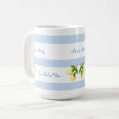 Blauw gestreepte Dolce Vita PERSOONLIJKE mok (Voorkant links)
