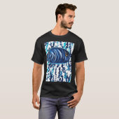 Blauw Gestreepte Engelenvis Patroon T-shirt (Voorkant volledig)