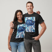 Blauw Gestreepte Engelenvis Patroon T-shirt (Unisex)