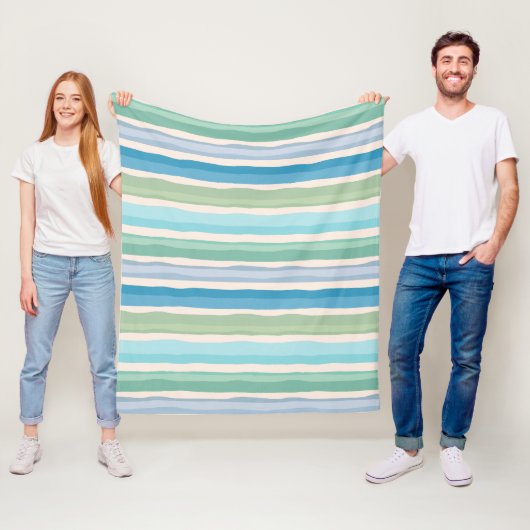 Blauw gestreepte fleece deken (In situ)