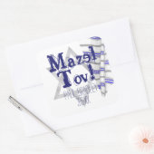Blauw gestreepte gebedsjaal Mazel Tov Bar Mitzvah Vierkante Sticker (Envelop)